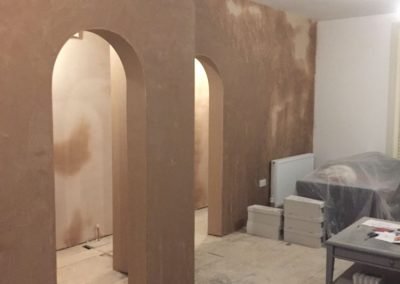 Living room archways rendered and plastered