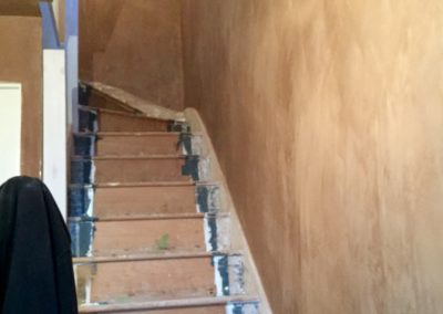 Stairs freshly plastered