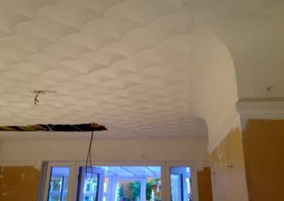 Curved ceiling living room ready for plastering in Fareham