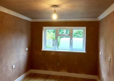 Fully plastered and coving installed
