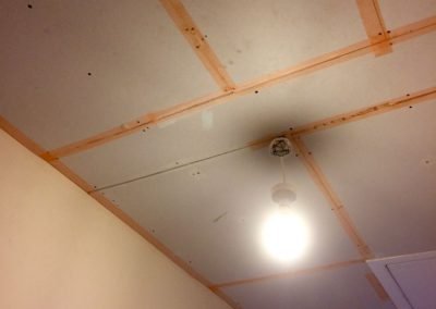 Landing ceiling plaster boarded