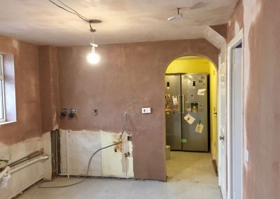 Freshly plastered walls and ceiling
