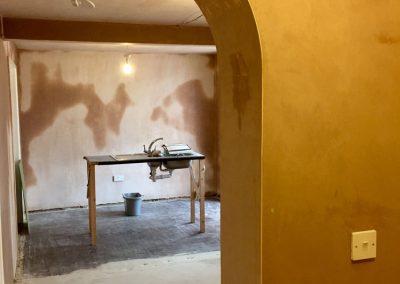 Freshly plastered walls and ceiling