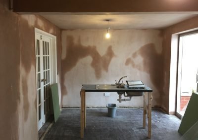 Freshly plastered walls and ceiling