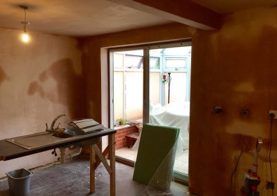 Freshly plastered walls and ceiling